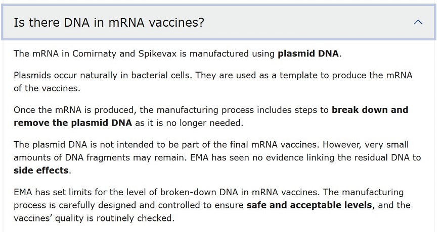 10.3.2022 EMA o kontaminácii DNA – Verte nám: Nie je to relevantné, dôkazy nie sú potrebné